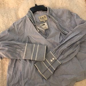 BNWT Sea pinstripe blue neck tie top size 4